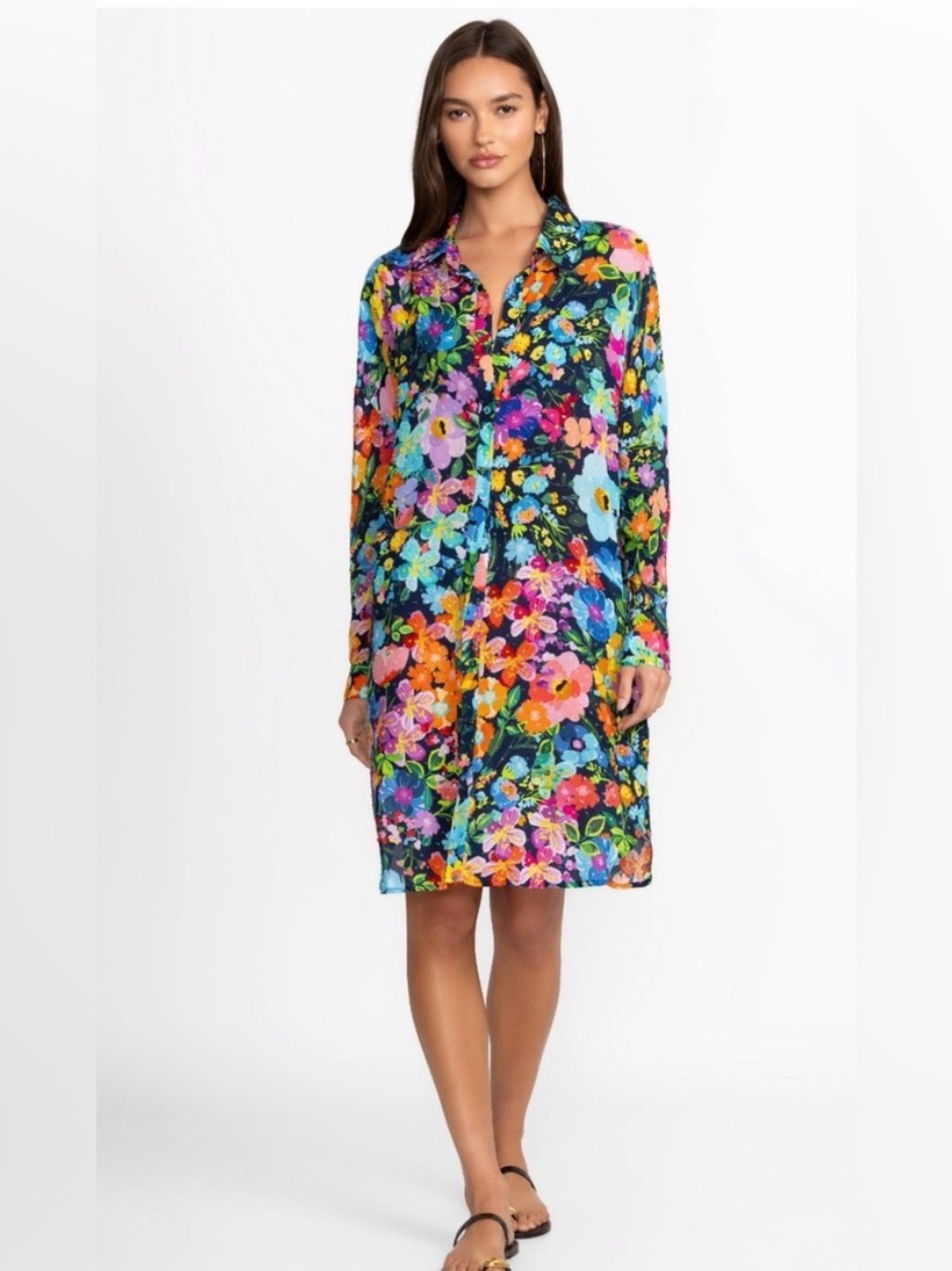 Johnny Was Floral Button-Down Dress - LARGE
